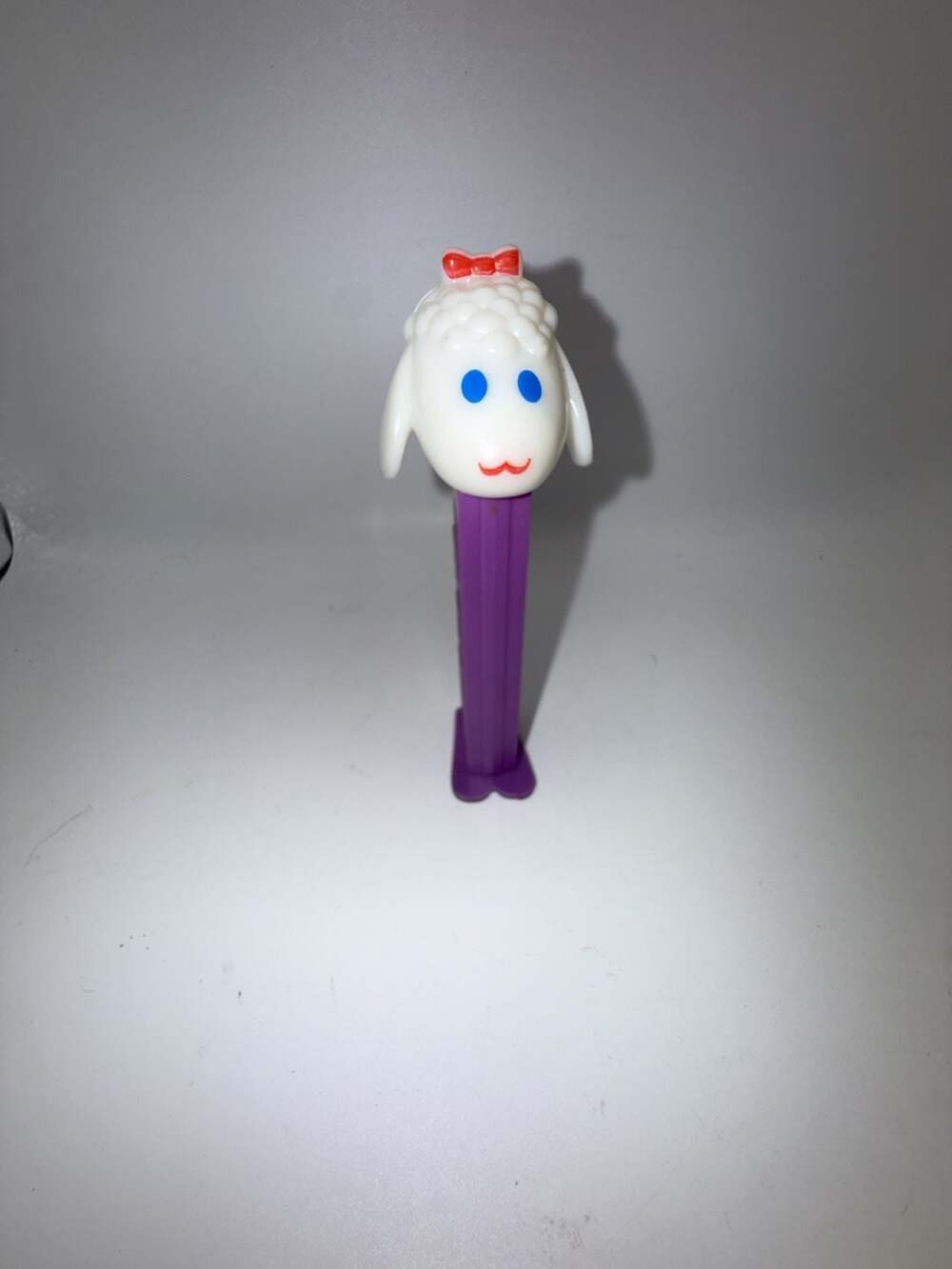 Vintage 1979 Easter Lamb PEZ Dispenser with Purple Stem and Feet